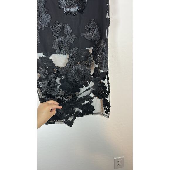 NWT CAMILA COELHO Pull On Set Embroidered Floral Black Top And Maxi Skirt Sz XS - Picture 7 of 10